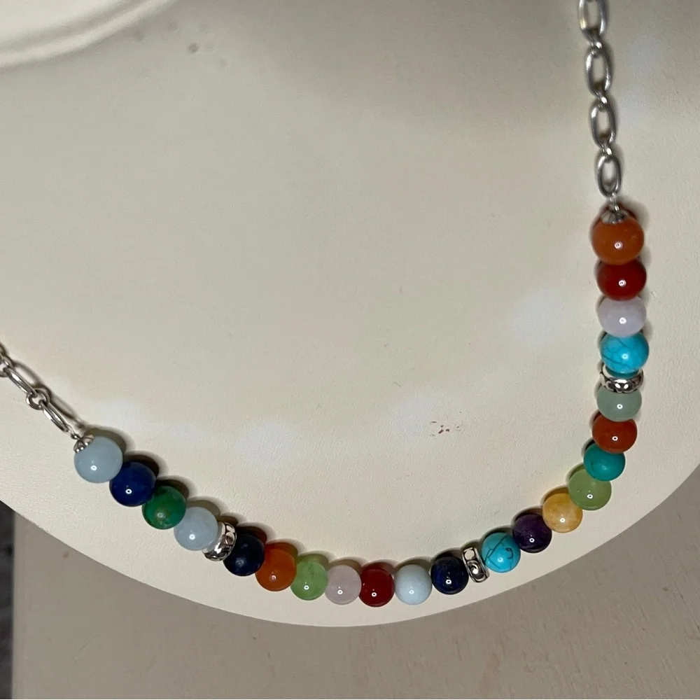 Brighton Contempo Confetti Necklace Length 18" - 22" Colorful semi-precious bead - Picture 2 of 5